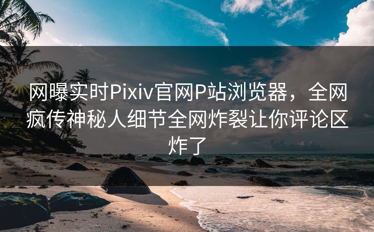 网曝实时Pixiv官网P站浏览器，全网疯传神秘人细节全网炸裂让你评论区炸了