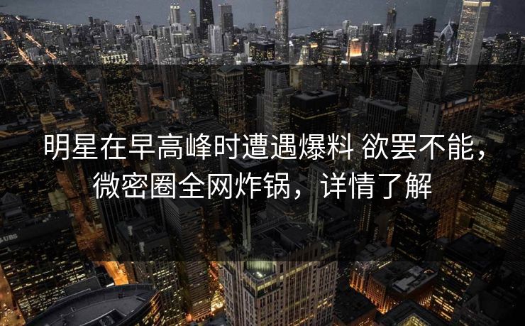 明星在早高峰时遭遇爆料 欲罢不能，微密圈全网炸锅，详情了解